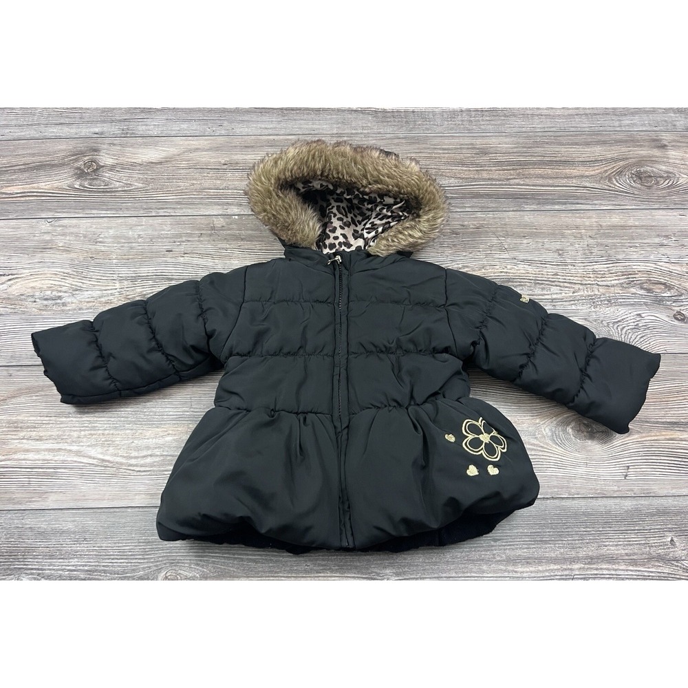 Pacific Trail Toddler Girls Size 18 M Winter Jacket Black With Furry Trim‎ Hood
